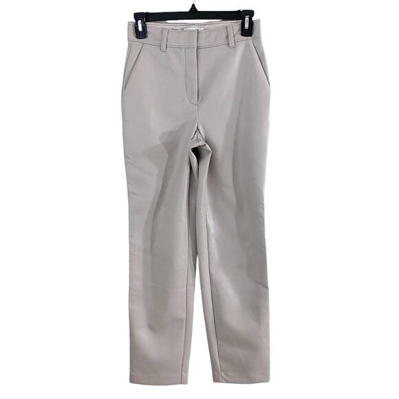 Aritzia Babaton Tan/Taupe Vegan Leather Straight Leg Pants Women's Size 0 EUC - Picture 2 of 10
